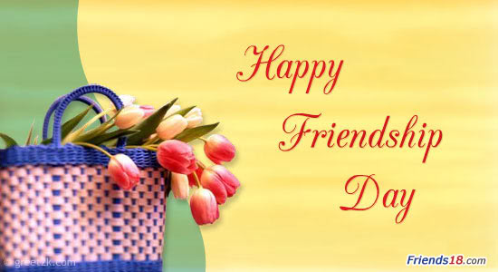 Happy Friendship Day Tulip Flowers In Basket Picture