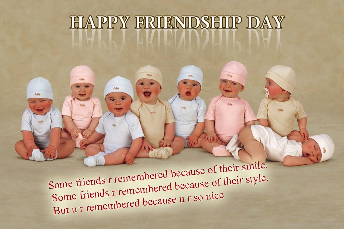 Happy Friendship Day Wishes With Cute Babies Sitting Picture