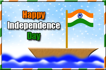 Happy Independence Day Flag In Boat Glitter Picture