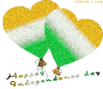 Happy Independence Day Heart Balloons Glitter Picture