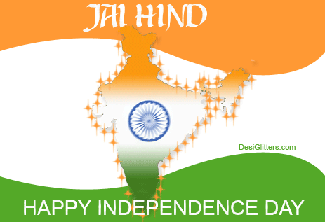 Happy Independence Day Indian Map Glitter Picture