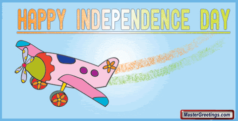 Happy Independence Day Plane Glitter Picture