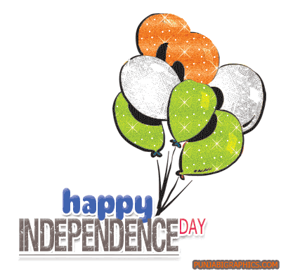 Happy Independence Day Tri Color Balloons Glitter Picture