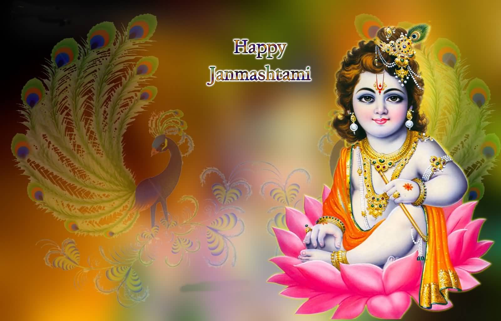 Happy Janmashtami Greetings Wallpaper Image