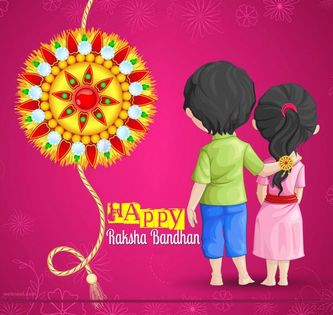 Happy Raksha Bandhan Brother And Sister Illustration