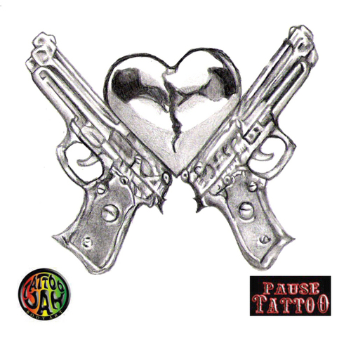 Heart And Weapons Tattoo Design