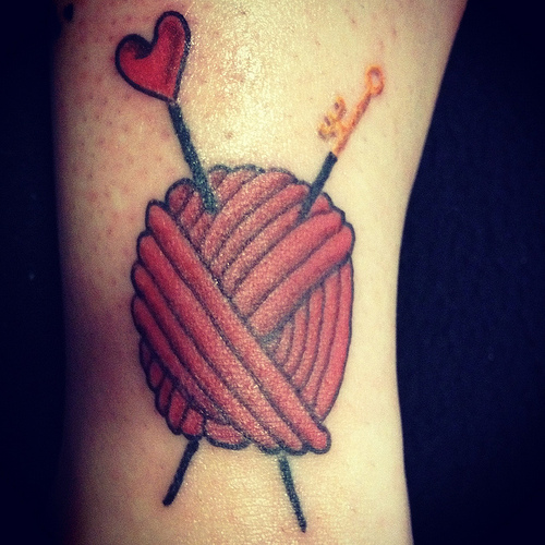 Heart Key With Yarn Tattoo
