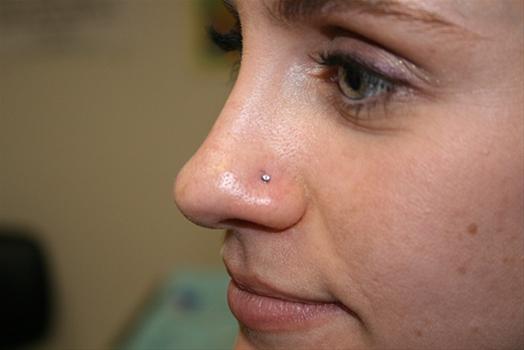 High Nostril Piercing With Small Stud