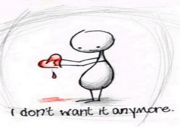 I Don't Want It Anymore Man With Broken Heart Drawing