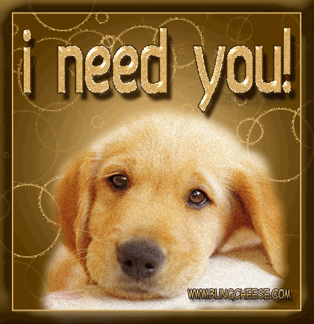 I Need You Cute Puppy Glitter Picture