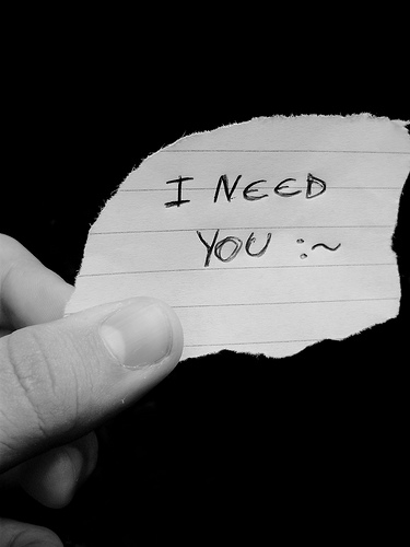 I Need You Small Note In Hand