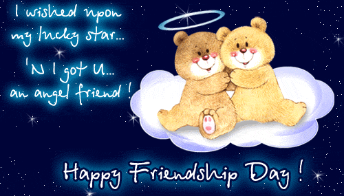 I Wishes Upon My Lucky Star N I Got You An Angel Friend Happy Friendship Day Teddy Bears Glitter Picture