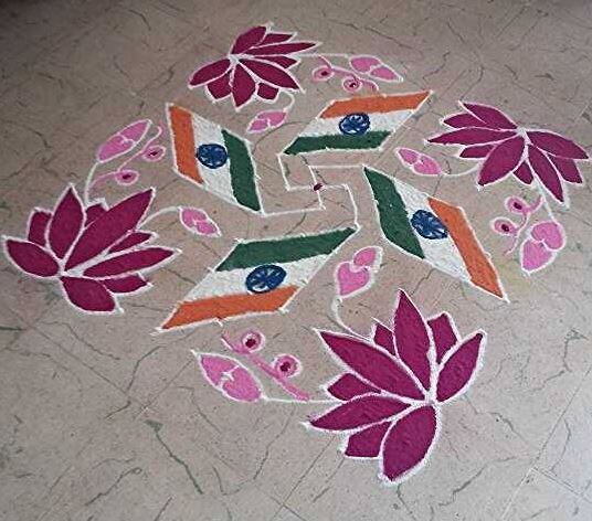 Indian Flags Rangoli Design For Independence Day