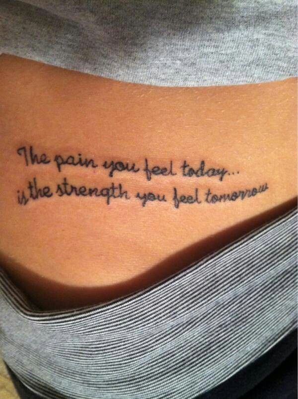 Inspiring Strength Quote Tattoo On Hip