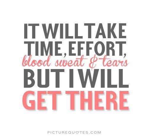 It will take time, effort, blood, sweat and tears. But i will get there
