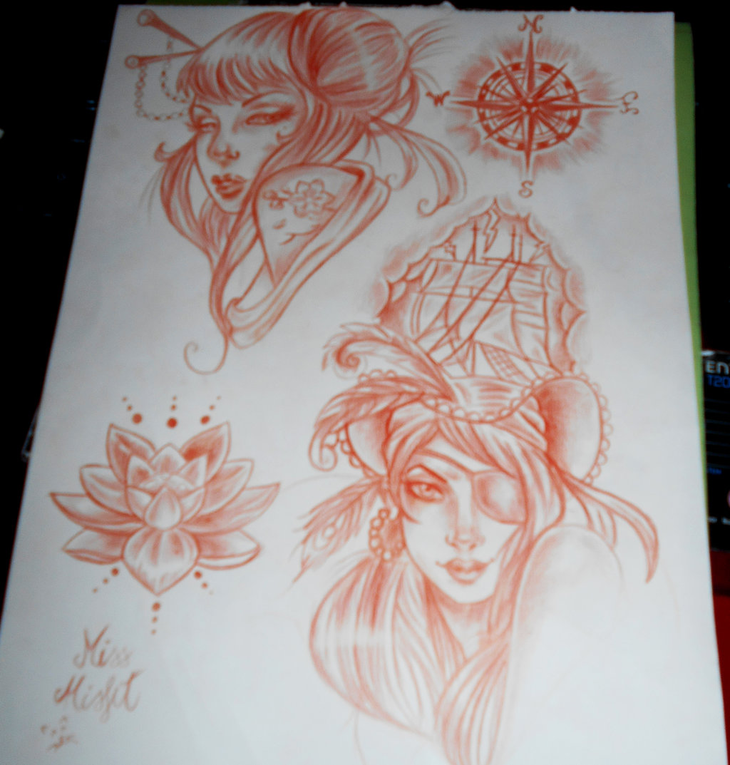 Japanese And Pirate Girl Tattoo Design By Missmisfit13