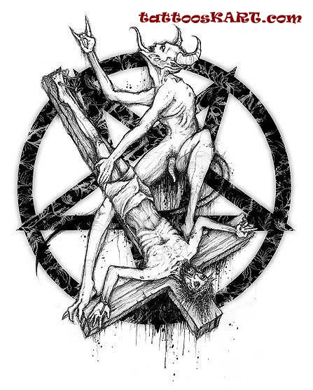 Jesus And Evil Satan Tattoo Sketch