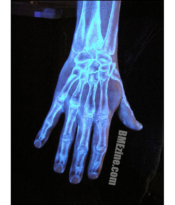 Left Arm Skeleton UV Tattoo