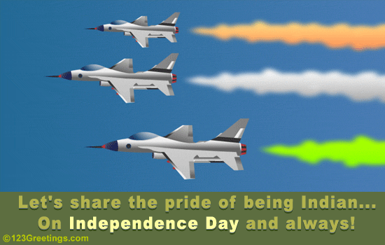 Let's Share The Pride Of Being Indian On Independence Day And Always Planes Show Glitter Picture