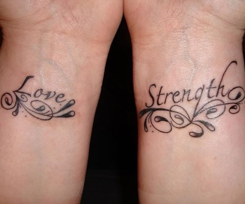 Love Strength Tattoo On Wrists
