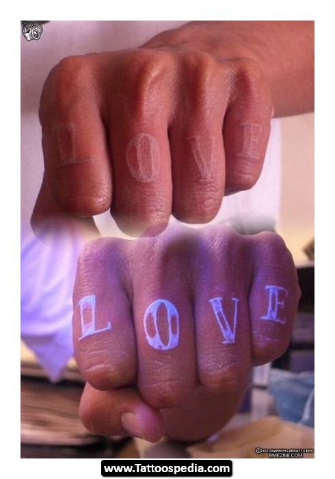 Love Word UV Tattoo On Fingers