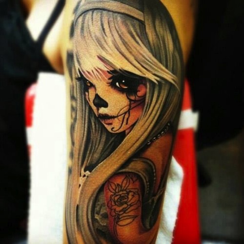 Lovely Catrina Tattoo On Arm