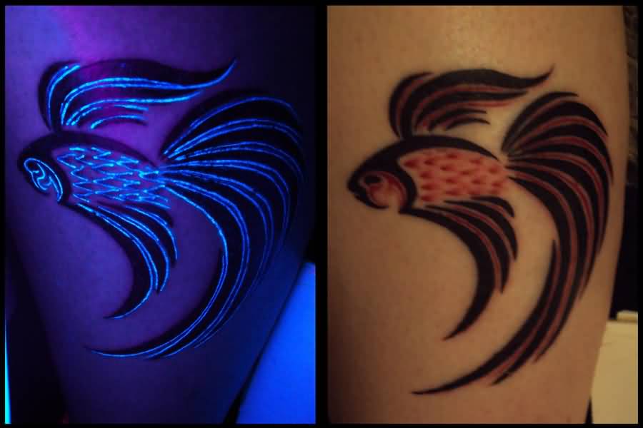 Lovely Fish Daylight And UV Tattoo