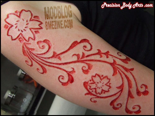 Lovely Flower Scarification Tattoo On Right Half Sleeve