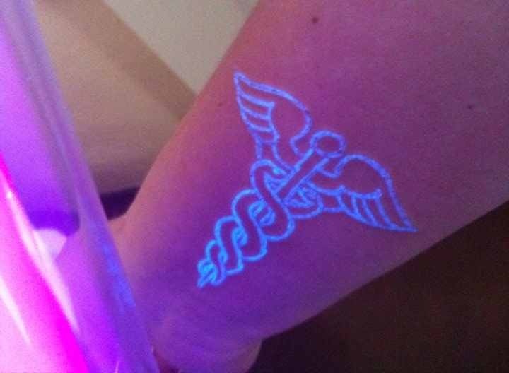 Medical Sign UV Tattoo On Wrist