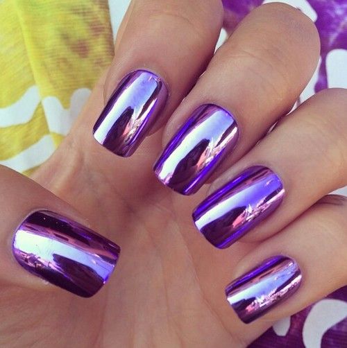 Metallic Purple Nail Art Design Idea