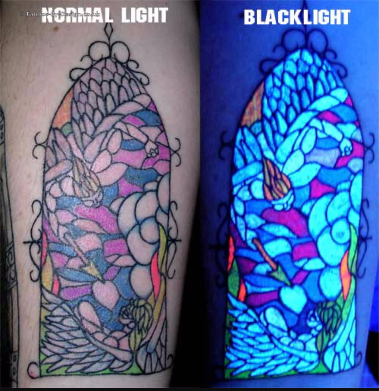 Mosaic Normal And Black Light UV Tattoo