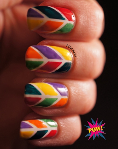 Multicolor Geometric Nail Art Design