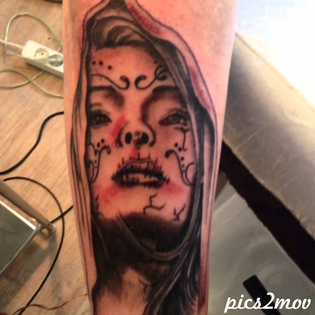 Nice Catrina Face Tattoo By Haut Arts