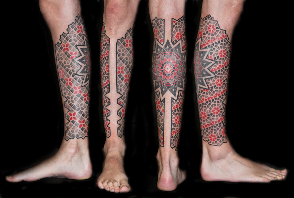 Nice Escher Tattoo on Leg
