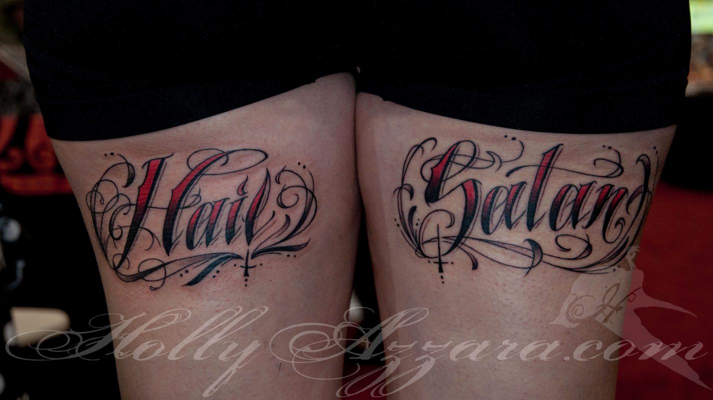 Nice Hail Satan Tattoo By Holly Azzara