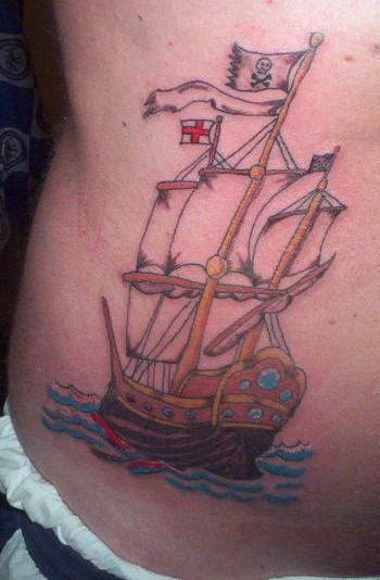 Nice Pirate Ship Tattoo
