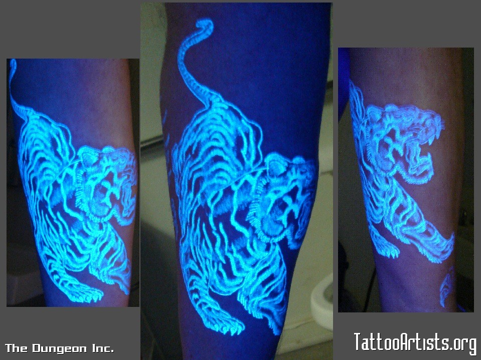 Nice Roaring Wild Tiger UV Tattoo