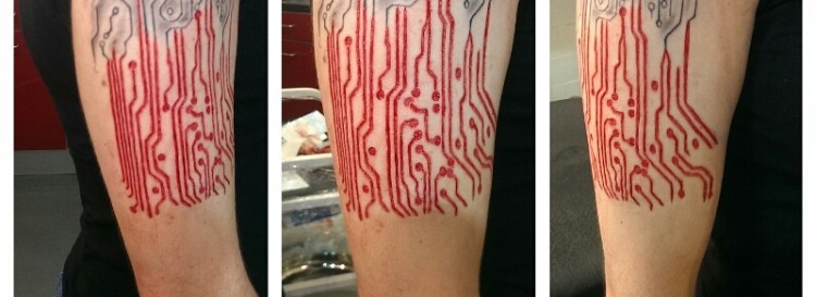 Nice Scarification Design Tattoo On Arm