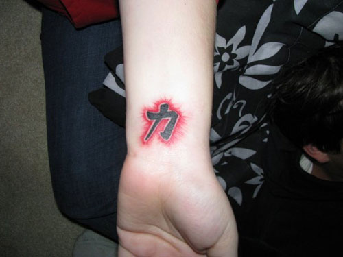 Nice Strength Symbol Tattoo On Wrist