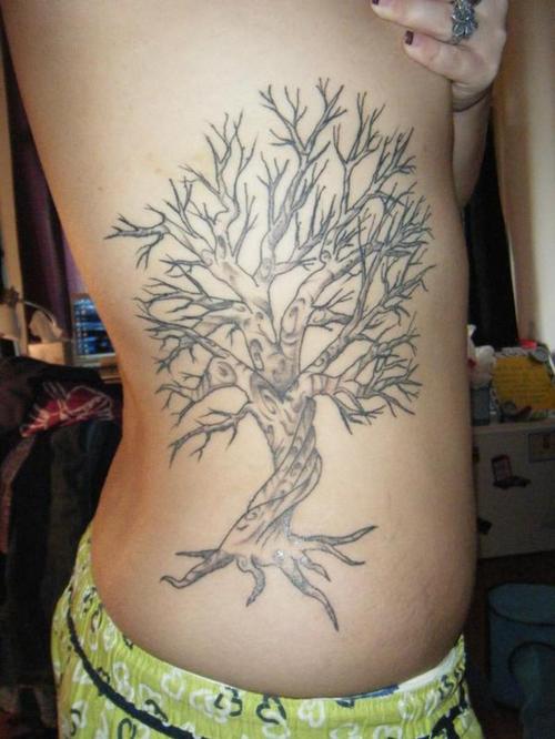 Nice Tree Of Life Side Rib Tattoo