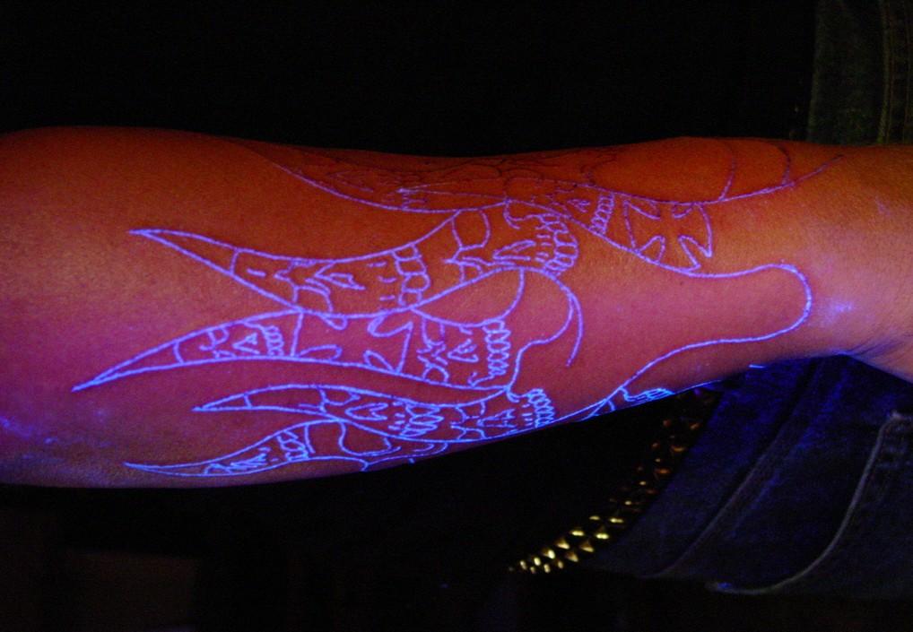 Nice UV Tattoo On Arm Sleeve