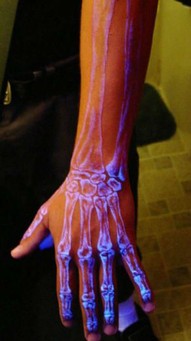 Nice X Ray Arm Skeleton UV Tattoo