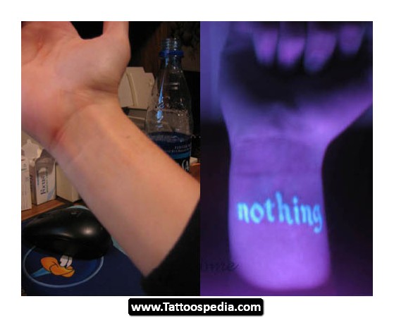 Nothing Word Normal And UV Tattoo