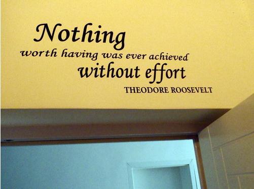 Nothing worth having was ever achieved without effort - Theodore Roosevelt