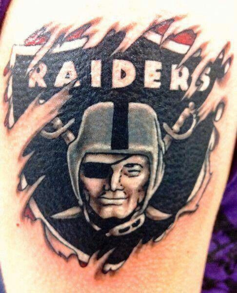 Oakland Raiders Logo Ripped Skin Tattoo