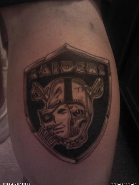 Oakland Raiders Logo Tattoo On Leg