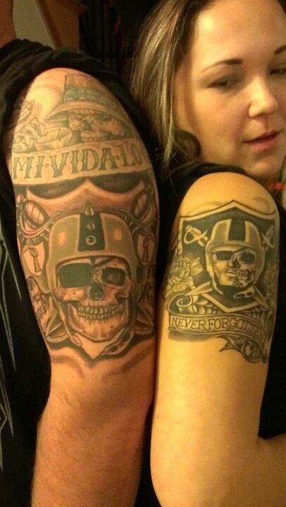 Oakland Raiders Logo Tattoos On Half Sleeves