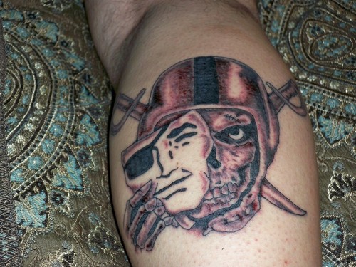 Oakland Raiders Skull And Mask Tattoo