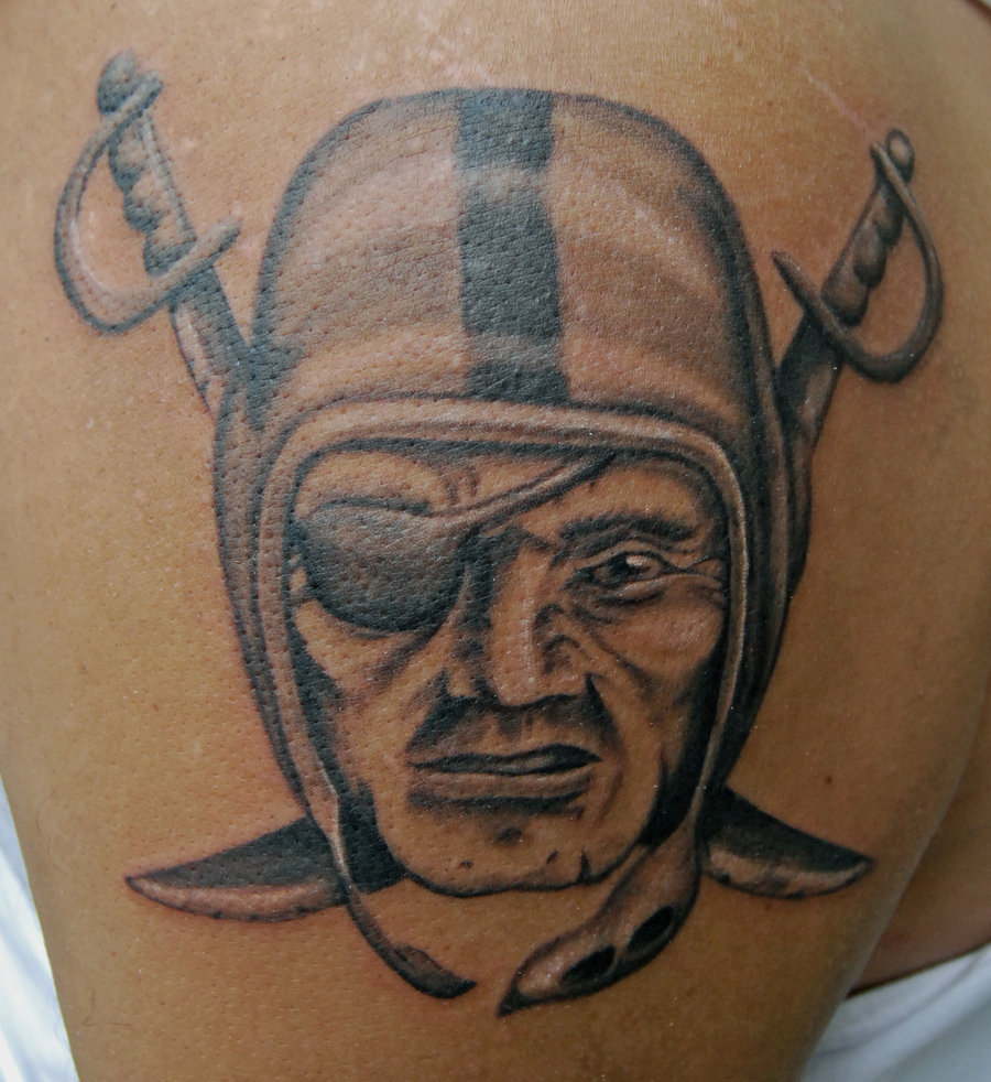 Oakland Raiders Tattoo On Shoulder By Natetheknife
