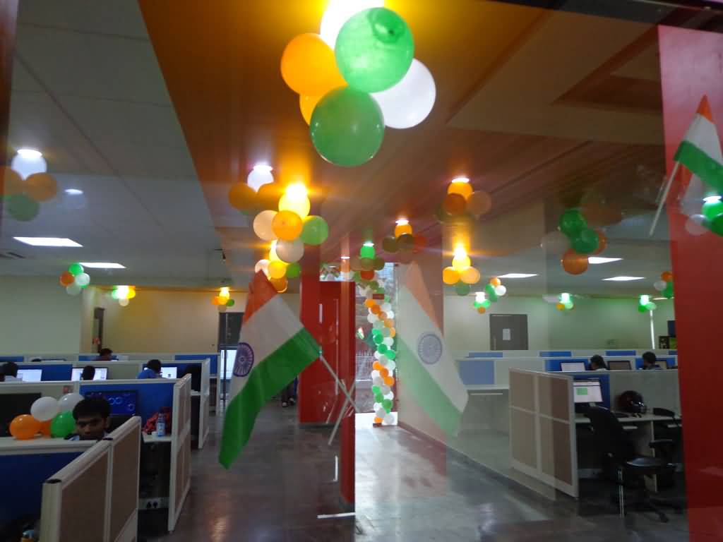 Office Decorated On The Occasion Of  Independence Day Of India